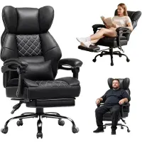 Markenlos GTPLAYER Spielestuhl, ergonomischer Bürostuhl mit Fußstütze und Lendenstütze, hoher Chefsessel für große Nutzer, breiter Computersessel, höhenverstellbar, Synchronarmlehnen, Taschenfeder-Sitz, Schwarz