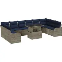 vidaXL Gartensofa-set 11 stk. Grau Poly-Rattan