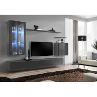 AEA Wohnwand Grau Wohnzimmermöbel Wandschrank Holzmöbel Luxus Sideboard