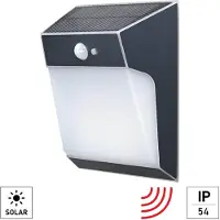 E2 LED Solar-Außenwandleuchte Sabik 2W neutralweiss 4000K Bewegungsmelder IP54 Anthrazit Edelstahl 18x15cm