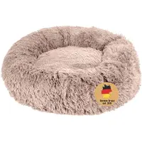 Intirilife flauschiges Plüsch Haustierbett in Beige Durchmesser 60 cm - Weiches rundes rutschfestes Hundebett Katzenbett Kissen komfortables Hundesofa Katzensofa für Hunde und Katzen