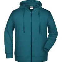 James & nicholson Sweat-Jacke mit Kapuze und Reißverschluss petrol-melange, Gr. L
