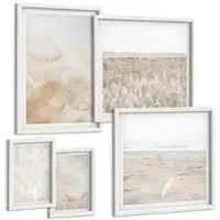 Tulup BILDER SET 5er Set - 50x50 cm & 20x30 cm & 40x60 cm Weißer Rahmen - Modische Pastelltexturen