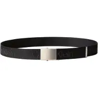 Calvin Klein Stoffgürtel JEANS "LOGO WEBBING PLAQUE 38MM FIXED", Herren, Gr. 90, schwarz (schwarz, pewter), Kunstfaser, unifarben, Gürtel Stoffgürtel, Größenverstellbar mit Metallschließe