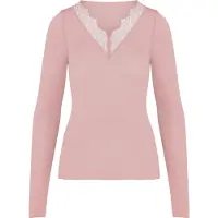 Hunkemoller super soft Spitzen-Shirt aus Kaschmir-Mix mit V-Ausschnit Rosa