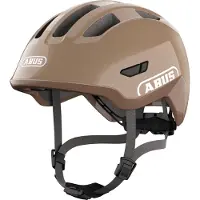 ABUS Kinderhelm Smiley 3.0 FL.ACE LED - mit Magnetverschluss, Rücklicht und Insektenschutz - Fahrradhelm für Kinder und Kleinkinder auf Laufrad, Fahrrad und im Kindersitz - braun, Größe M