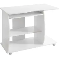 KADIMA DESIGN COMPUTERTISCH Rollbar Mit Tastaturauszug Und Druckerablage GRASSE, Weiß 50x90x71 cm