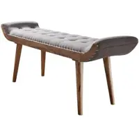 KADIMA DESIGN Sitzbank Stoff / Massivholz Bank Grau 125x51x38 cm Chesterfield-Design, Polsterbank Flur, Stoffbank Bettbank 2 Personen, Flurbank