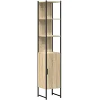 Helloshop26 - Modernes, platzsparendes Badezimmerregal 33 x 33 x 185 cm schicker Stauraum aus Holzwerkstoff Sonoma