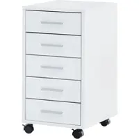 KADIMA DESIGN Rollcontainer Weiß 33 x 63 x 38 cm Holz Schubladenschrank Schreibtisch, Büro Schrank mit 5 Schubladen, Container Rollschrank klein Standcontainer