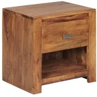 KADIMA DESIGN NACHTTISCH – Massivholz, 40x40x30 cm, Schublade & Ablage, Landhausstil