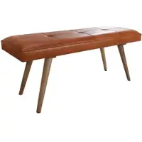 KADIMA DESIGN Sitzbank – Ziegenleder/Massivholz, 117x51x38 cm, Braun, ohne Lehne