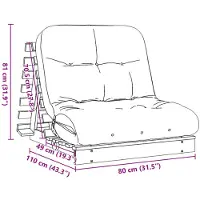 vidaXL Futon Schlafsofa mit Matratze 80x206x11 Kiefernholz Imprägniert