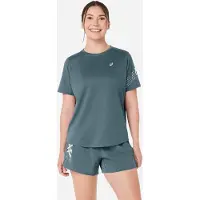 Asics Laufshirt "ICON SS TOP", Damen, Gr. L, blau (foggy teal), Obermaterial: 100% Polyester, Shirts Laufshirt, Schnelltrocknend, Reflektierend, Leicht