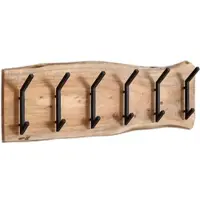 KADIMA DESIGN Wandgarderobe Akazie Massivholz Metall Modern 100x29x12,5 cm mit Hakenleiste