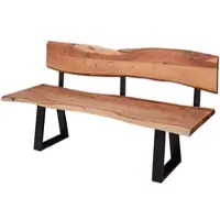KADIMA DESIGN Esszimmerbank GAYA 160x83,5x60 cm Akazie Massivholz Bank mit Baumkante, Sitzbank Holzbank mit Lehne, Küchenbank Essbank Holz Landhausstil, Baumstamm