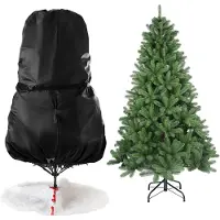 Salcar 138 x 185 cm Weihnachtsbaum-Aufbewahrungstasche Weihnachtsbaumbeutel Tannenbaum Abdeckung mit Reißverschluss, Schwarz