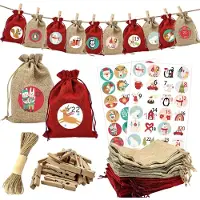 Dripio Adventskalender zum Befüllen, 24 Tüten 13x18 cm, rot & natur