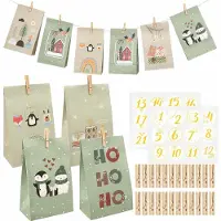 Dripio 24 Adventskalender-Tüten aus Papier mit Zahlen & Klammern