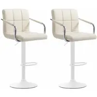 CLP 2er Set Barhocker Lucy V2 höhenverstellbar und drehbar | Farbe creme Gestell Farbe weiß