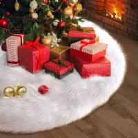 Merkloos Solidchoice – Weißer, plüschiger Weihnachtsschmucküberwurf von 120 cm für Weihnachtsdekoration