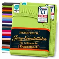 EXKLUSIV HEIMTEXTIL Doppelpack Jersey Spannbettlaken Premium Apfelgrün 90 - 100 x 200 cm