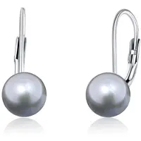 JVD Silver earrings with real gray pearls SVLE0476XD2P6 - Diameter: 0.7 cm