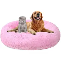 Sonstiges Hundebett rund Ø120cm Plüsch waschbar rutschfest Haustierbett für Hunde und Katzen Bright Pink