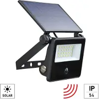 E2 LED Solar-Wandstrahler, Fluter Segin 10W tageslichtweiss 6500K Bewegungsmelder IP54 Schwarz Aluminium 20x14,5cm