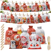 Dripio Adventskalender zum Befüllen, 24 Beutel, 18x13 cm, Stoff, DIY