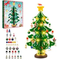 Dripio Adventskalender 2025 – Holz-Weihnachtsbaum mit 28 Ornamenten
