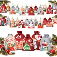 Dripio Adventskalender zum Befüllen 2026, 24 Beutel, 24 Klammern, 10 m Juteschnur
