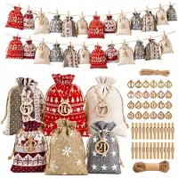 Dripio Adventskalender-Set, 24 Stoffbeutel mit Holzziffern, 2 Größen
