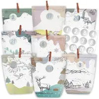 Dripio Adventskalender zum Befüllen, 24 Papiertüten mit Zahlenaufklebern