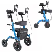 SUGIFT Rollator Faltbar mit Sitz, Leichtgewicht Gehwagen mit 4 PolyurethanReifen, Gehhilfe bis 136 kg mit Rückenlehne Tasche Gehstockhalter