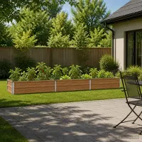 PUEAZU Möbel Hochbeet im Garten Holz Braun 240 x 40 x 24 cm - Beete &1687