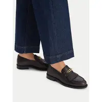 Tommy Hilfiger Slipper Th Chain Fringe Leather Loafer FW0FW09668 Dunkelbraun 41