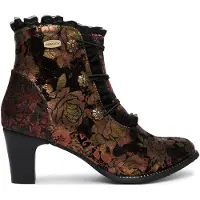 LAURA VITA Damen Stiefelette mit Rüschen & Zierknöpfen Elcodieo 224, Größe:37 EU, Farbe:Braun