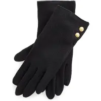 Ralph Lauren für Damen. 454833075001 Schwarze Zweiknopf-Handschuhe (L), Lässig, Wolle