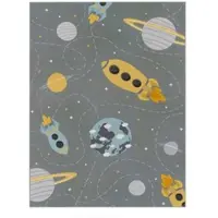 TT Home Kinderzimmerteppich Teppich Kinderteppich Rutschfest Planeten Sterne Raketen