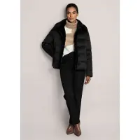 MADELEINE Kurzjacke "Jacke Steppjacke mit Teddyfellkragen", Damen, Gr. 38, schwarz, Modern, regular fit, V-Ausschnitt, Jacken Kurzjacke