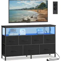 Songmics Kommode, 7 Schubladen, 1 Ablage, Sideboard mit Ladestation