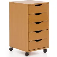 KADIMA DESIGN Rollcontainer – Buche MDF, 33x64x38 cm, 5 Schubladen, Rollen, modern