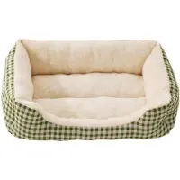Sonstiges Hundebett Rechteckig Flauschig Plüsch Haustierbett Katzenbett Grün 44x32x10.5cm