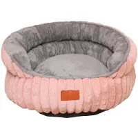 Sonstiges Hundebett Donut Plüsch rund weich warm rutschfest Rosa 60cm