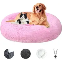 Sonstiges Hundebett Flauschig Waschbar Abnehmbar Rutschfest Ø110cm Bright Pink
