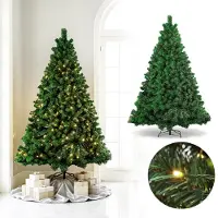 Eikuavons Weihnachtsbaum 180cm künstlich mit 250 warmweißen LED, 860 Spitzen, Kunsttanne mit Metallständer für Wohnzimmer