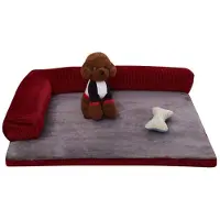 Sonstiges Hundebett Haustierbett Hundekorb Hundesofa Waschbar Abnehmbar Jujube Rot Größe L (90*75*17 CM)
