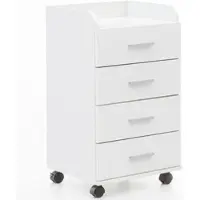 KADIMA DESIGN Rollcontainer WL5.748 40 x 70,5 x 33 cm Weiß, Schreibtisch-Container Rollschrank 4 Schubladen, Moderner Schubladencontainer mit Rollen,