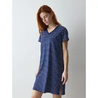Triumph Nachthemd "Nightdresses NDK 08 X", Damen, Gr. 40, N-Gr, Kurzarm, Jersey, blau (blau, schwarz combination), Jersey, Obermaterial: 100% Baumwolle, Kleider Nachthemd, weich und atmungsaktiv